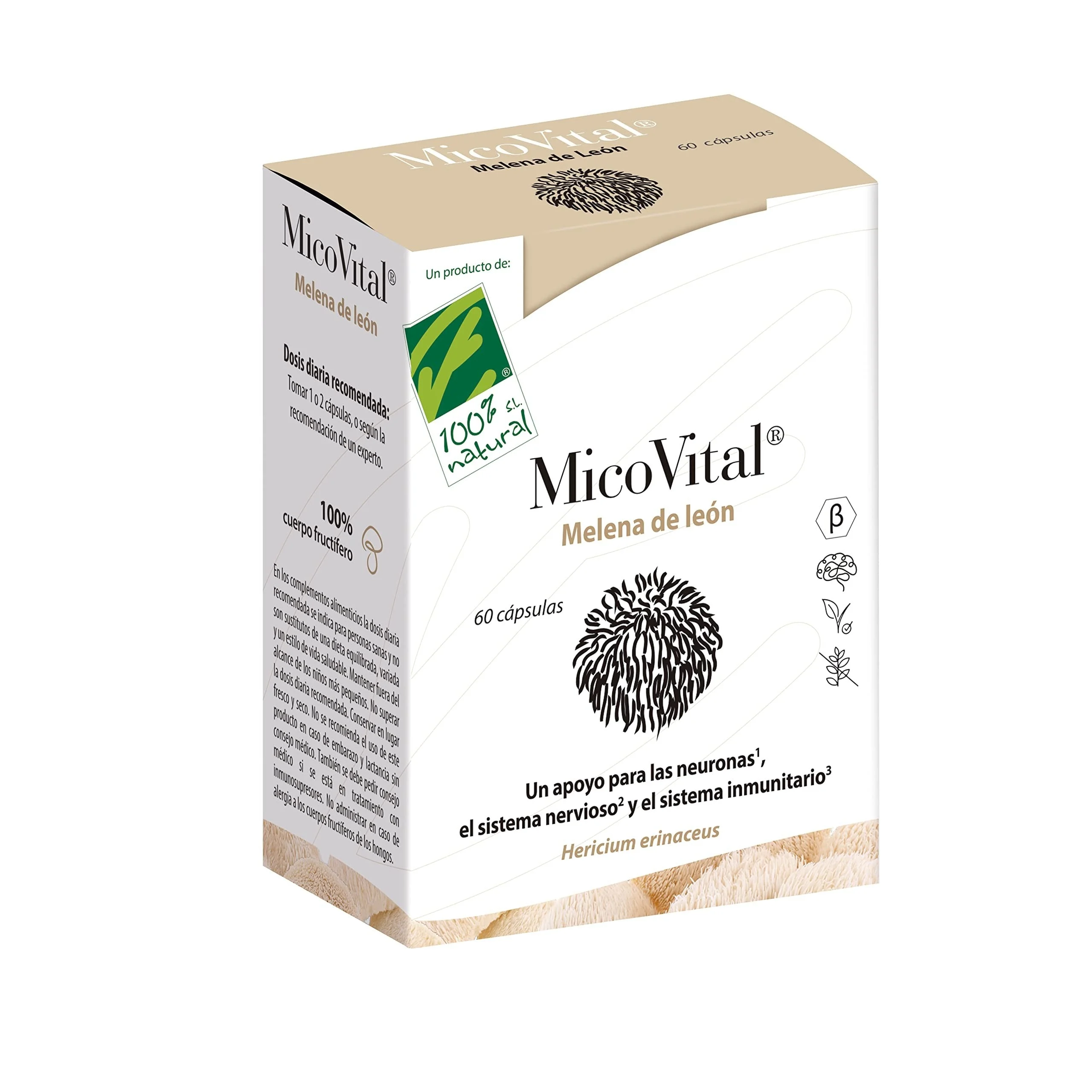 100% Natural Micovital Melena León 60 Cápsulas
