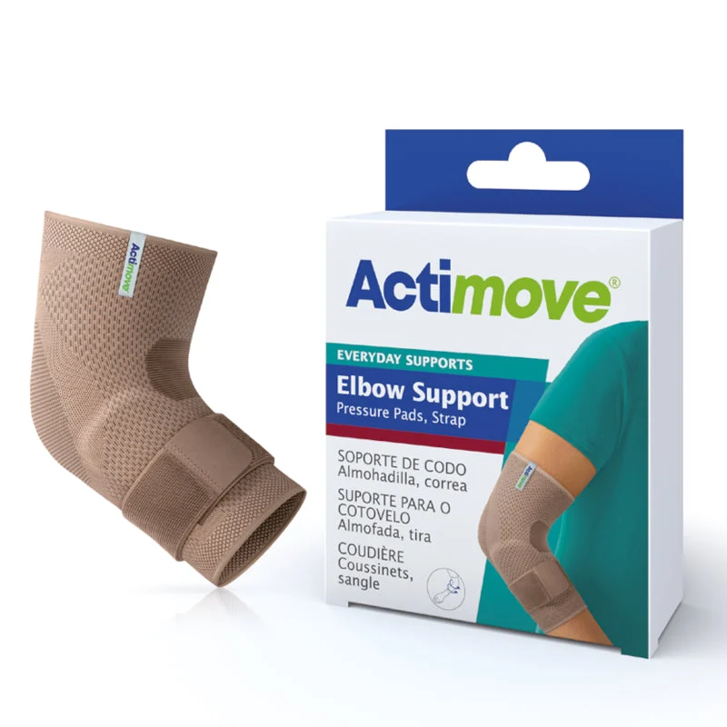 Actimove Elastischer Ellenbogenschoner mit Polster und Band Beige Größe XL 1 Stück