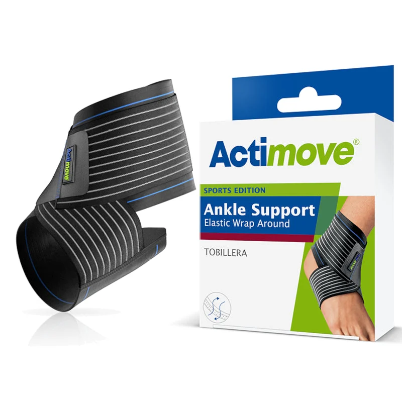 Actimove Elastisches Fußkettchen mit verstellbarem Stabilisierungsgurt Farbe Schwarz Größe M 1 Stück