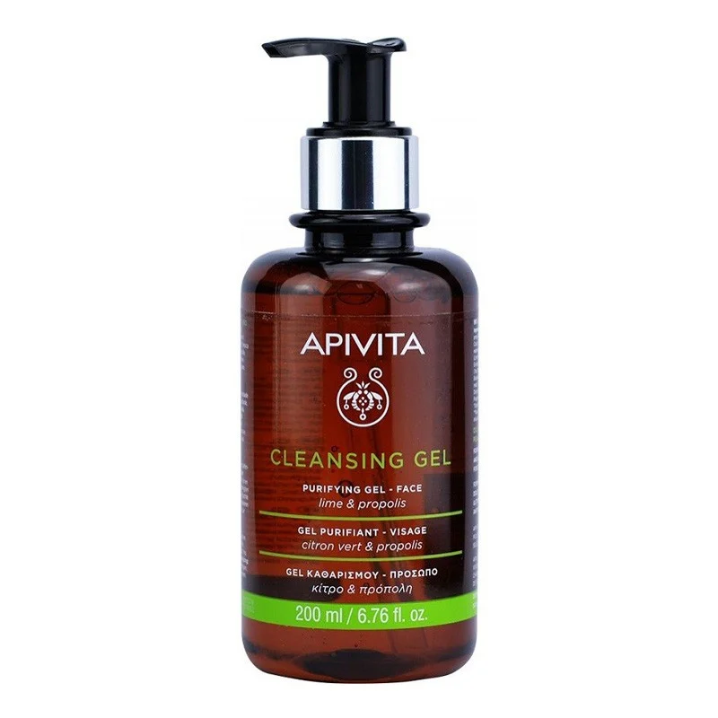 APIVITA Reinigungsgel mit Propolis und Limette für fettige und Mischhaut, 200 ml