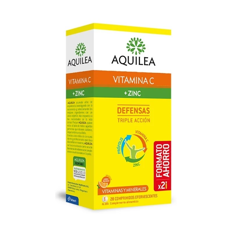AQUILEA Vitamin C + Zink Abwehr Orangengeschmack 28 Brausetabletten