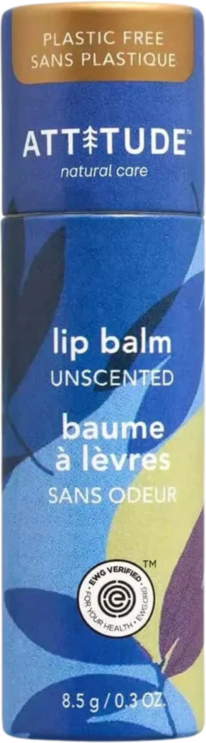 ATTITUDE Leaves Bar Lip Balm Unscented, 8,50 g