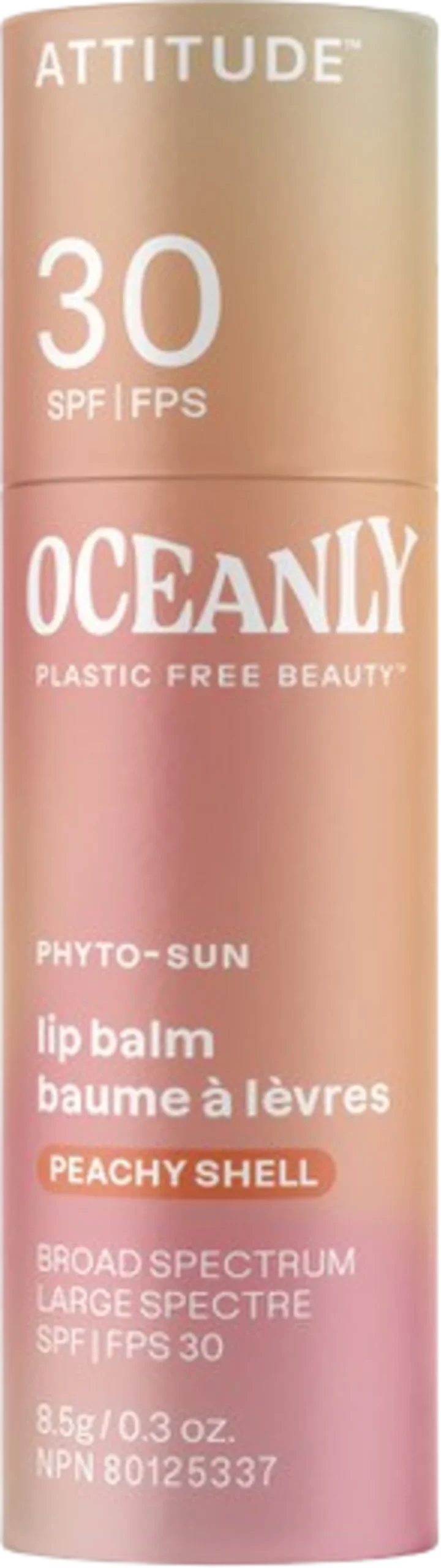 ATTITUDE Oceanly PHYTO-SUN Lip Balm SPF30, Baby Rose