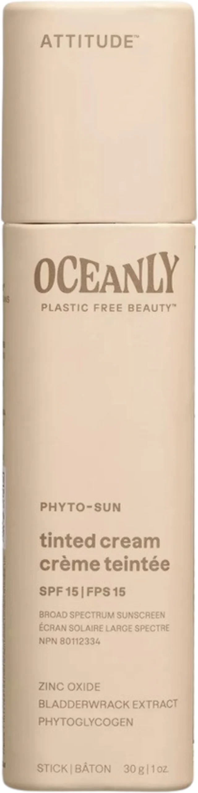 ATTITUDE Oceanly PHYTO-SUN Tinted Moisturizing Suncreen SPF 15, 30 g