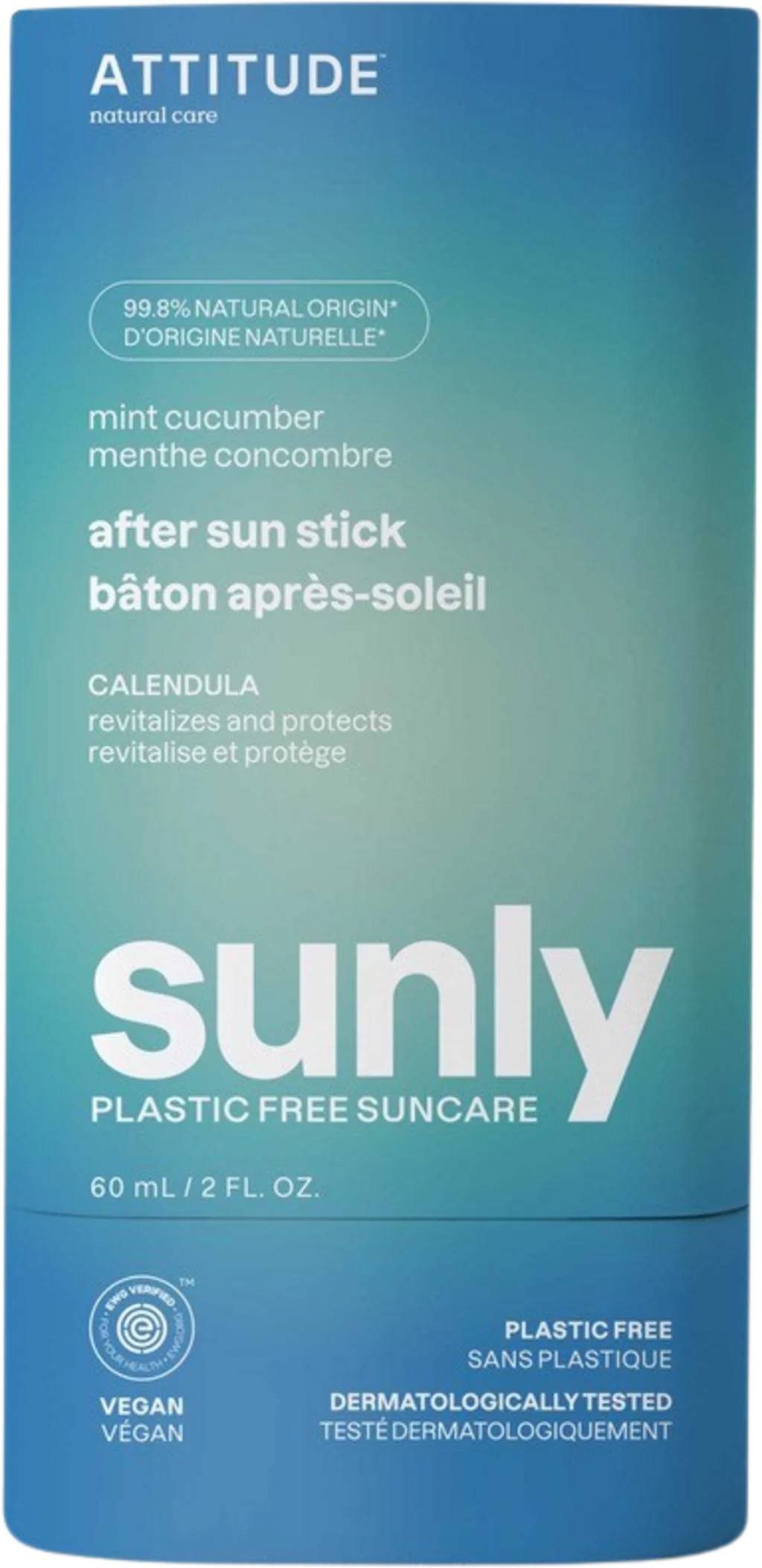 ATTITUDE Sunly After Sun Stick Mint & Cucumber, 60 ml
