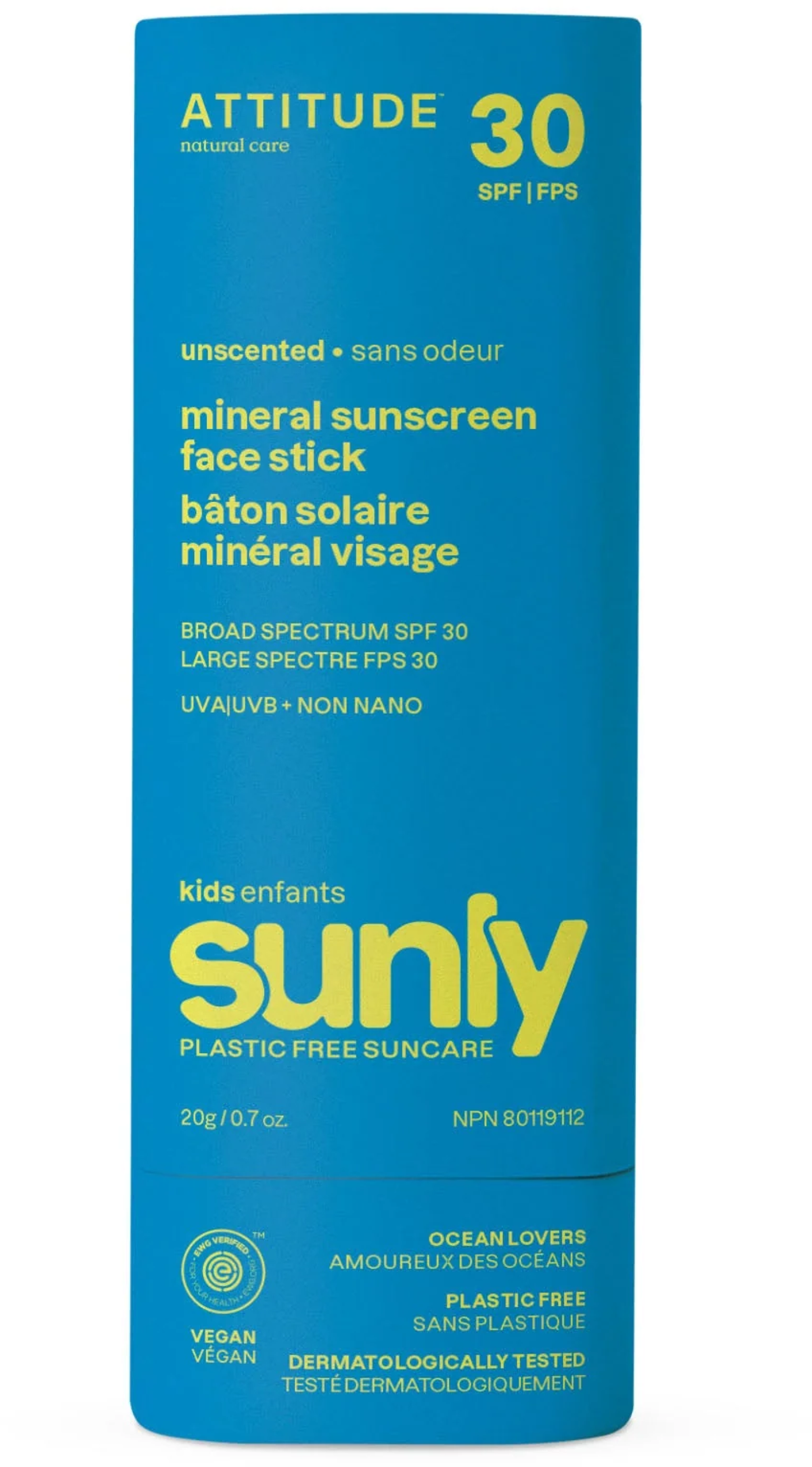 ATTITUDE Sunly Sunscreen Face Stick Kids SPF 30, 20 g