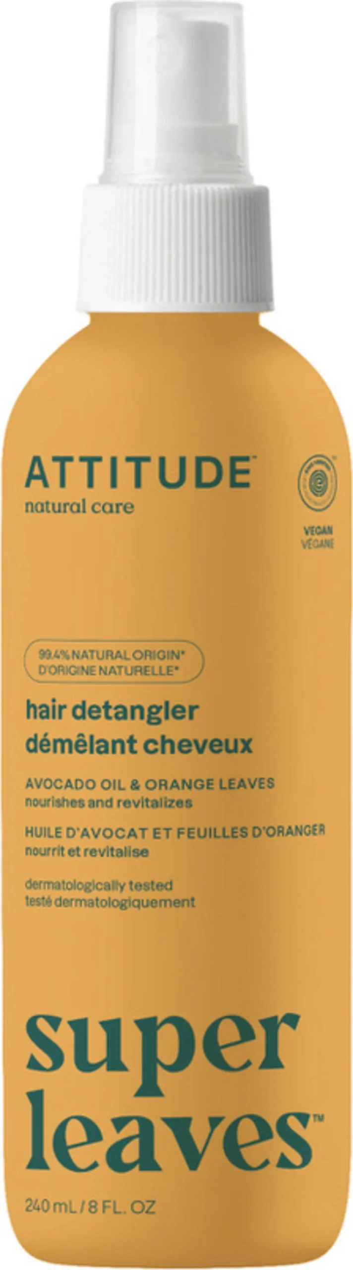 ATTITUDE Super Leaves Hair Detangler Avocado & Orange, 240 ml