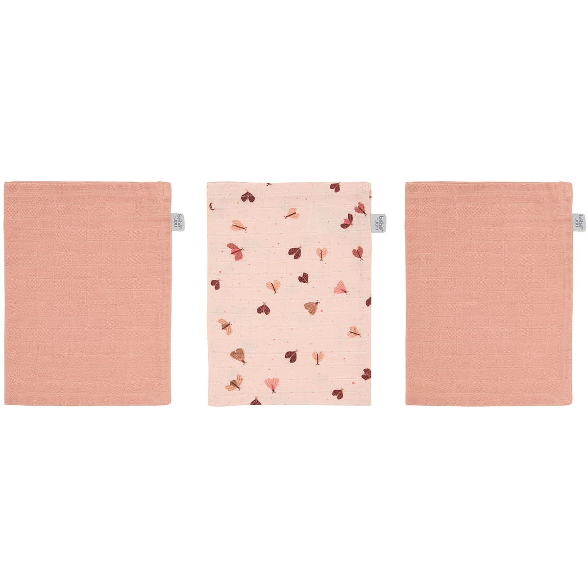 bébé jouMuslin Waschhandschuh 3er Set sweet butterfly