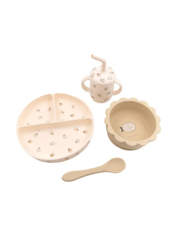 Bamboom Geschirrset - Silikon - Fishes