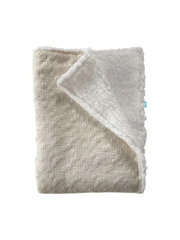 Bink Bedding Babydecke Doppelseitig 75 x 100 cm - Esmee Ecru / Sherpa Offwhite