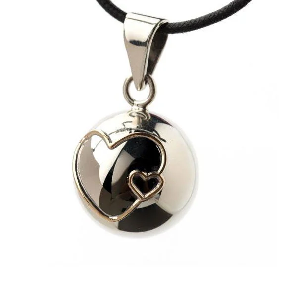 Bola Klangkugel Doppelherz silber