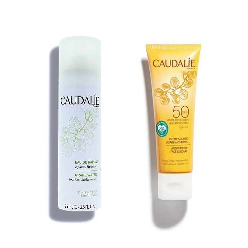 CAUDALIE Anti-Falten-Sonnencreme-Packung SPF50 + Traubenwasser