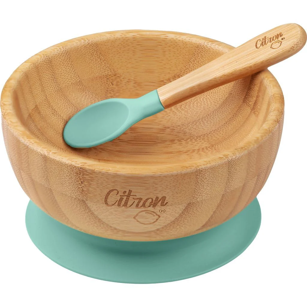 CitronBambus Bowl mit Saugnapf und Löffel green