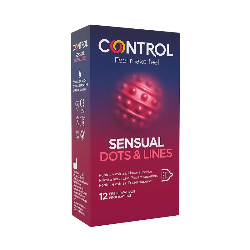 CONTROL Sensual Dots & Lines Kondom gegen Punkte und Dehnungsstreifen 12 Stück