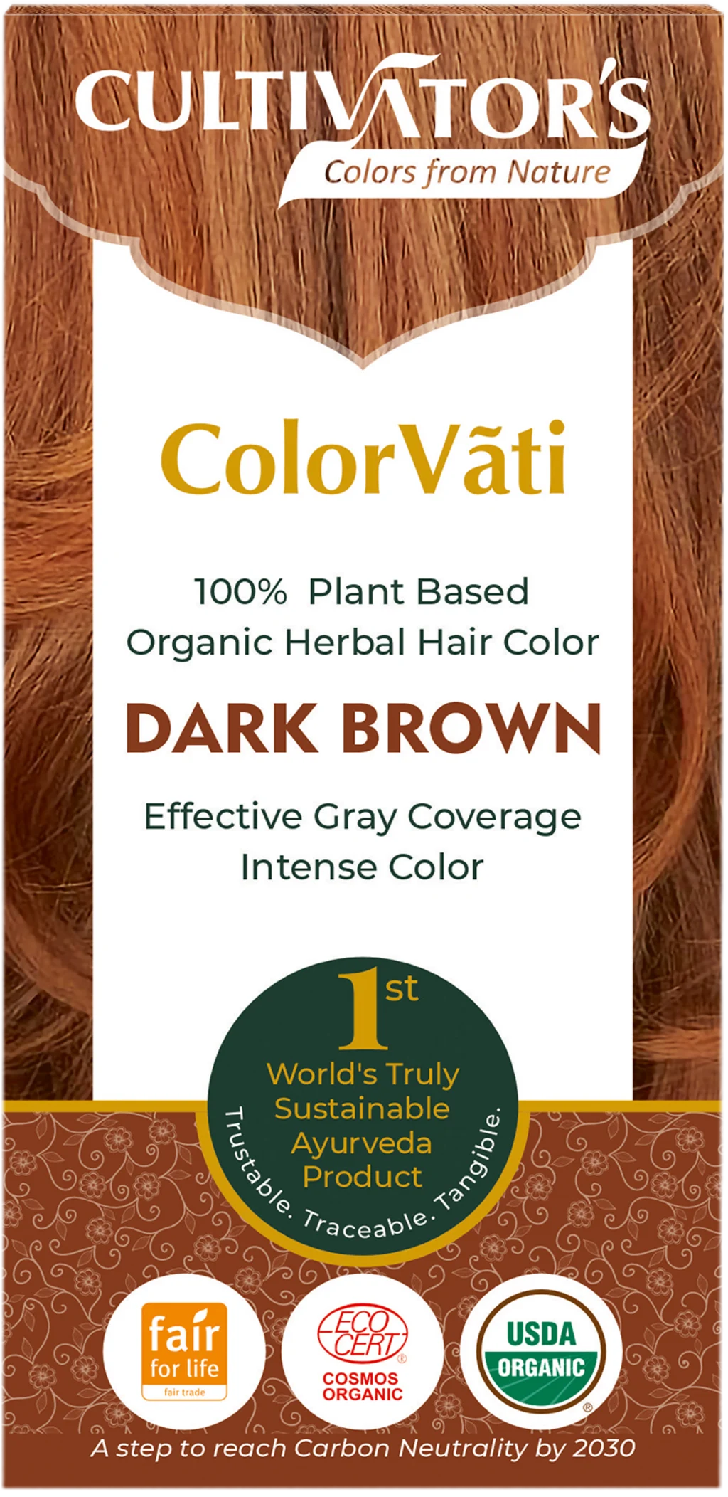 CULTIVATOR'S ColorVãti Organic Herbal Hair Color - 08 Dark Brown, 100 g