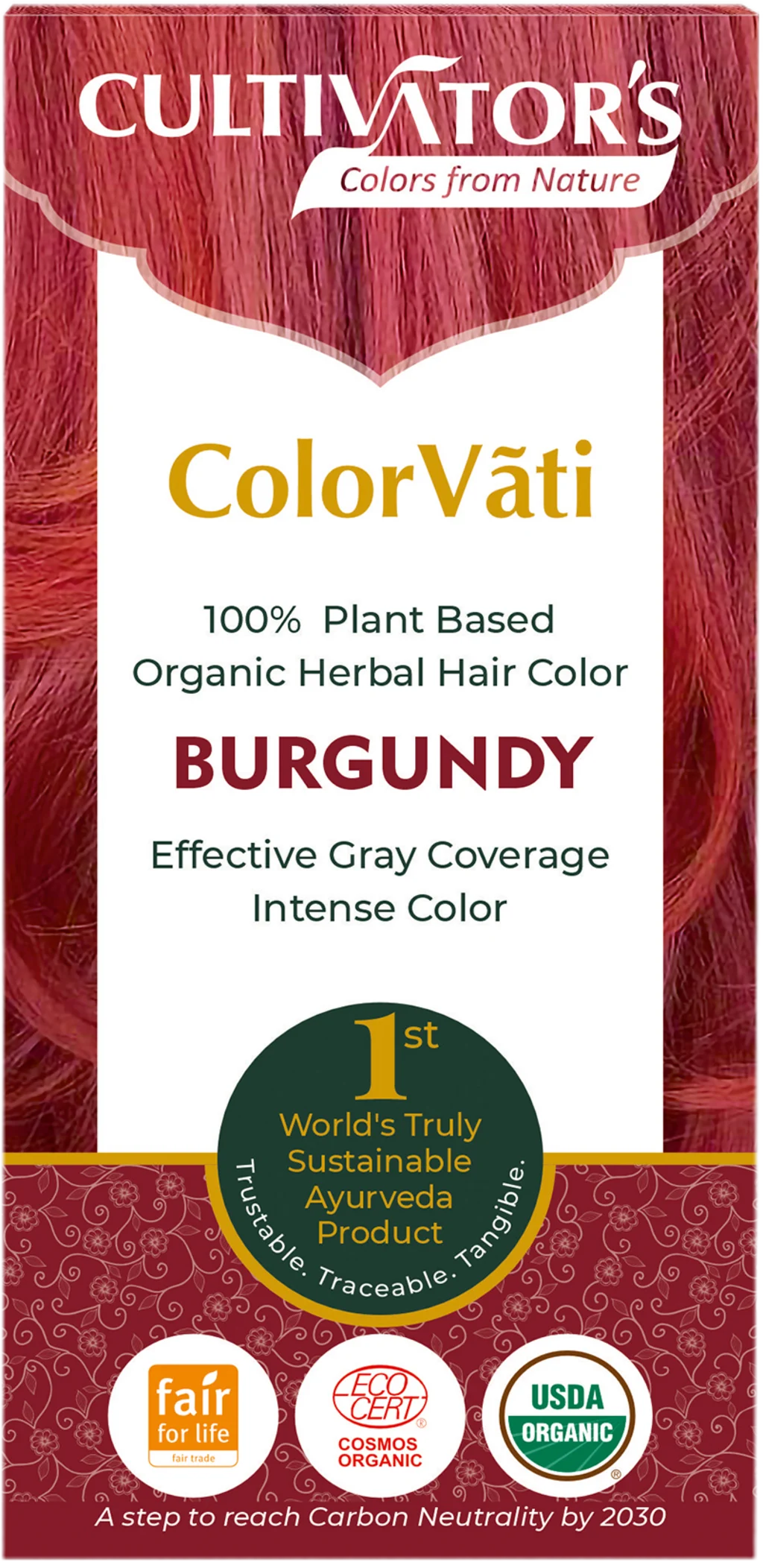 CULTIVATOR'S ColorVãti Organic Herbal Hair Color - 12 Burgundy, 100 g