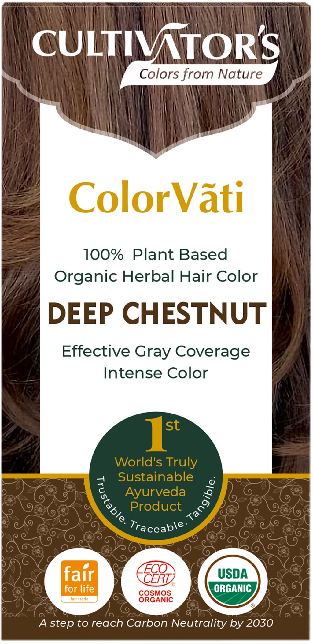 CULTIVATOR'S ColorVãti Organic Herbal Hair Color - 16 Deep Chestnut, 100 g