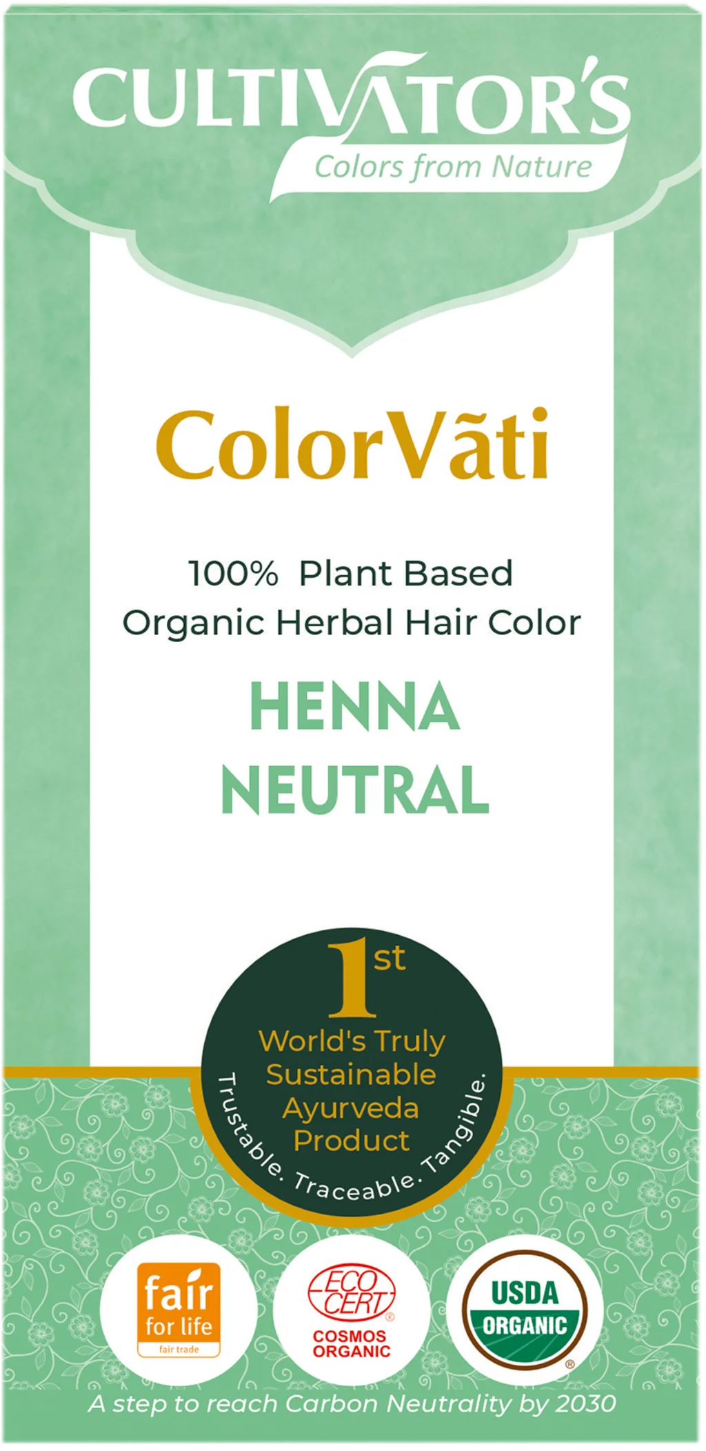 CULTIVATOR'S ColorVãti Organic Herbal Hair Color - Henna Neutral, 100 g