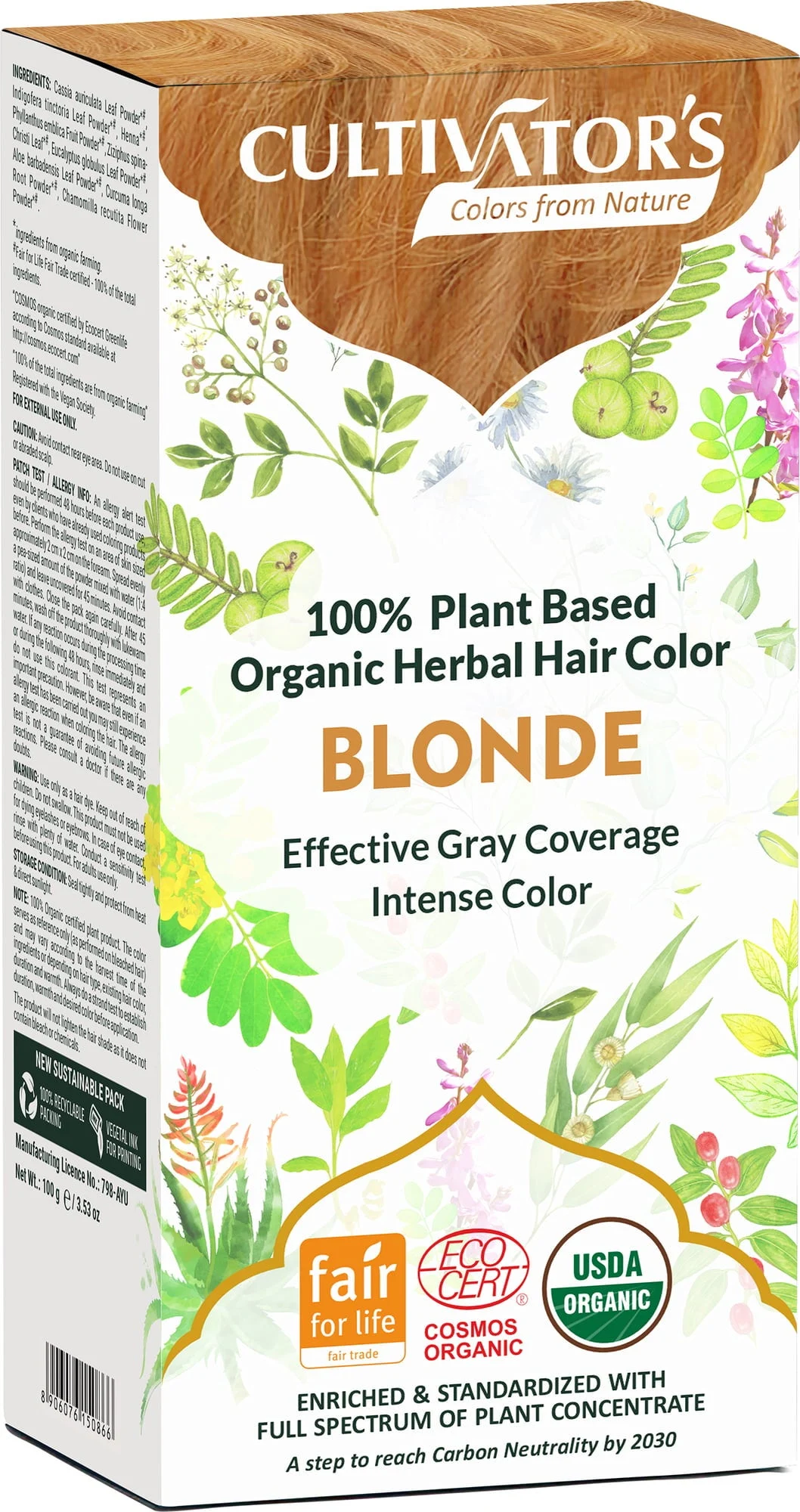 CULTIVATOR'S Organic Herbal Hair Color Blonde, 100 g