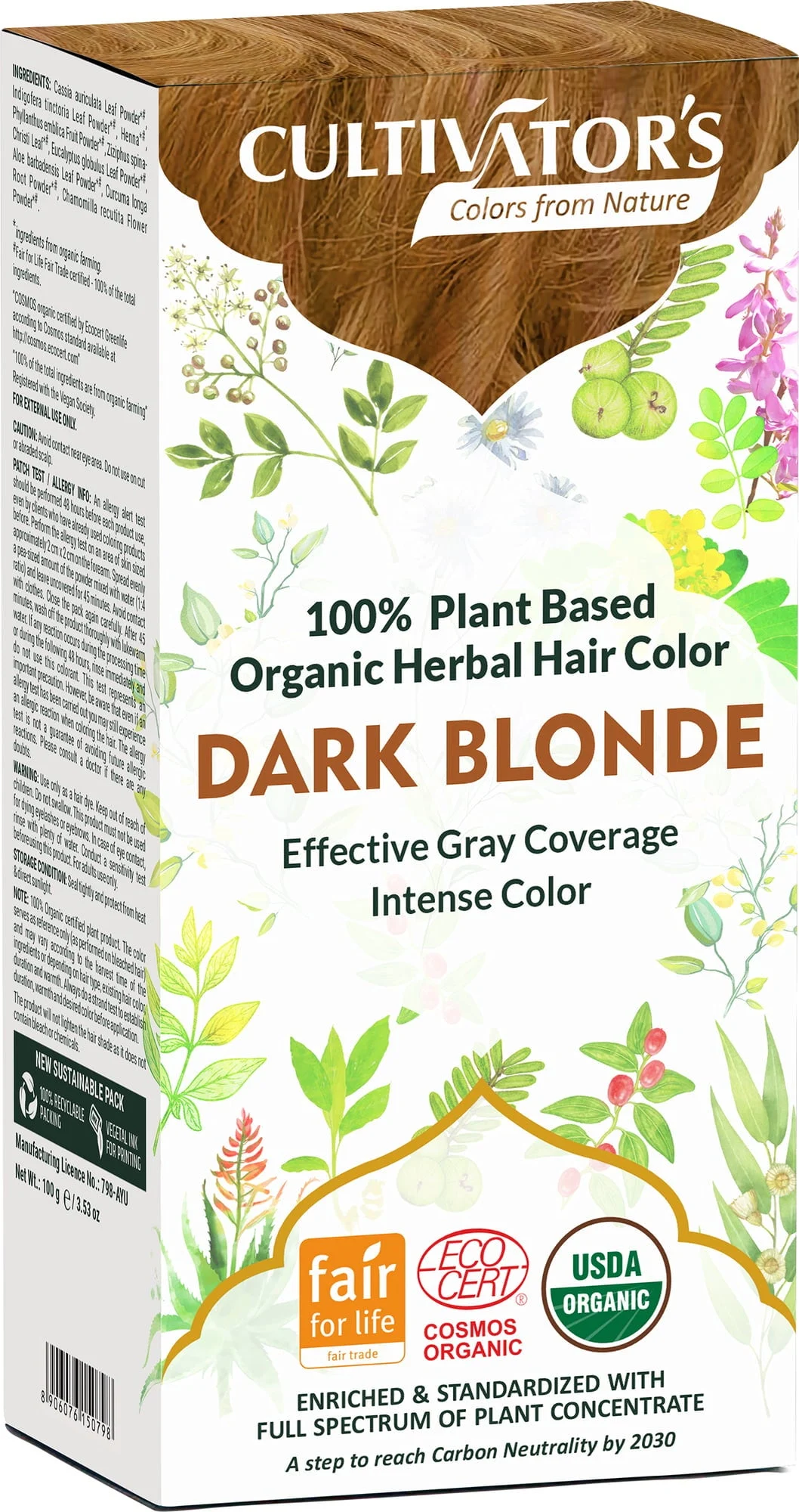CULTIVATOR'S Organic Herbal Hair Color Dark Blonde, 100 g