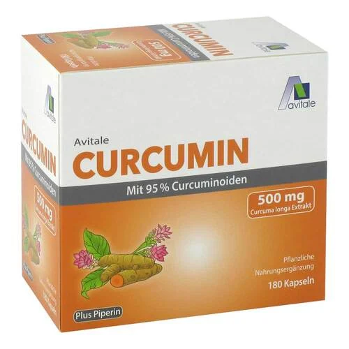 Curcumin 500 mg 95% Curcuminoide + Piperin Kapseln, 180 St