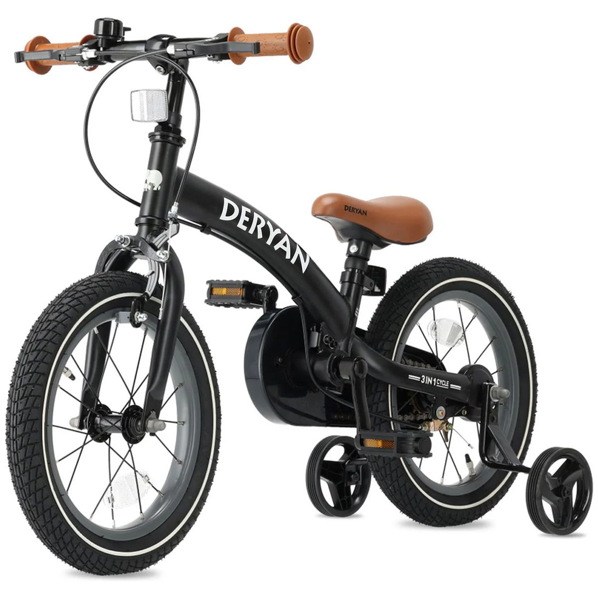 DERYAN3in1 Kinderfahrrad schwarz 14 Zoll