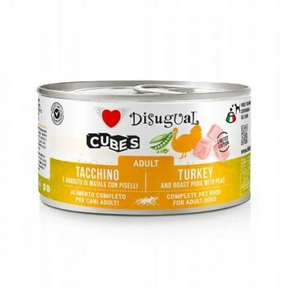 Disugual Cubes Feuchte Hundefutter für Erwachsene Rind, Pute und Schwein 12 Stück