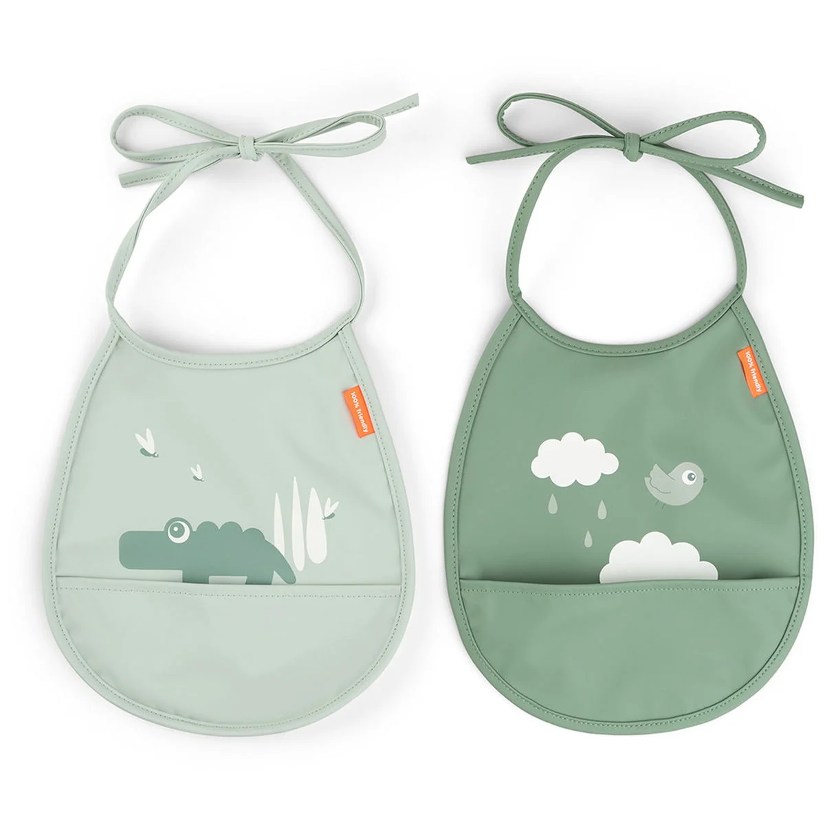 Done by DeerMini Lätzchen mit Auffangschale 2er Pack croco green