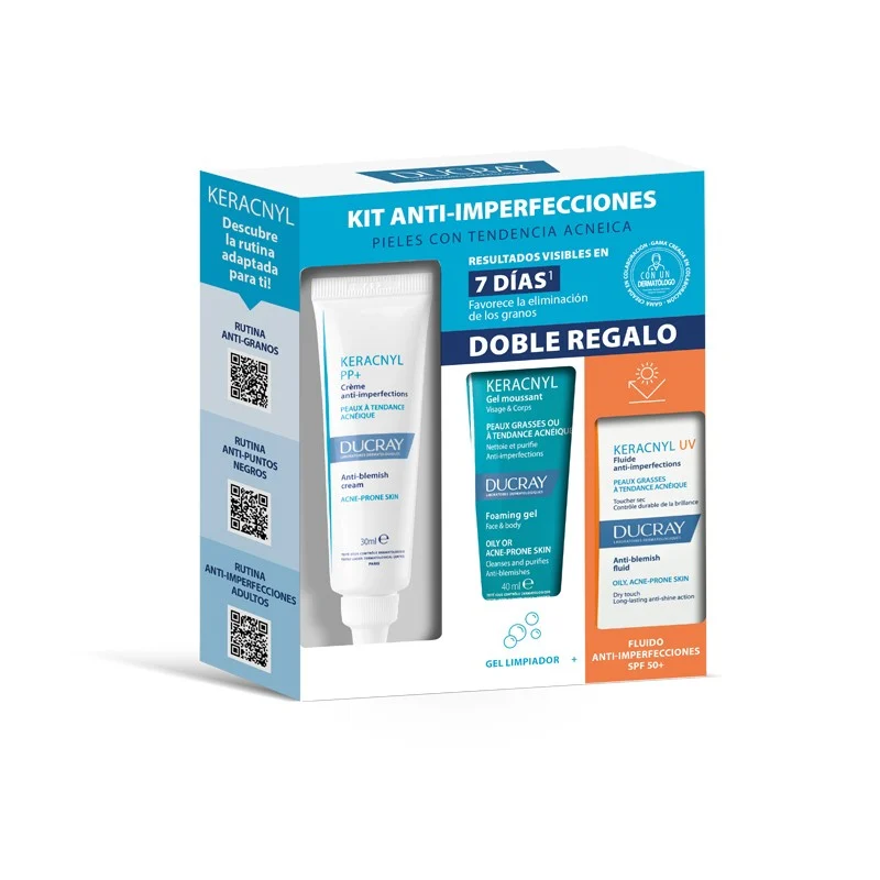 DUCRAY Keracnyl Pack Anti-Imperfection-Creme 30 ml + Reinigungsgel 40 ml + Keracnyl UV-Fluid 5 ml