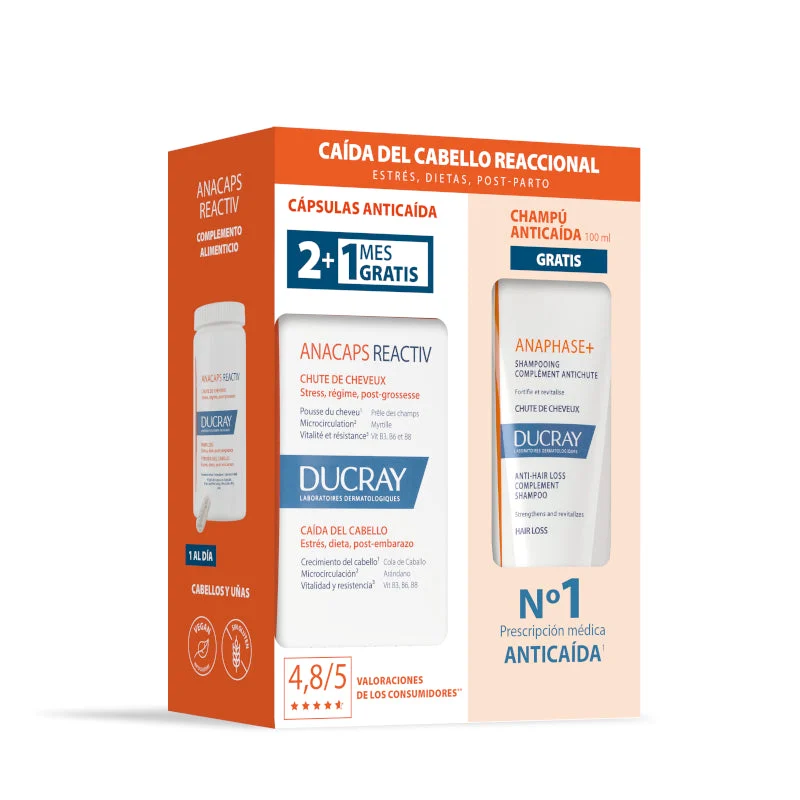DUCRAY Pack Anacaps Reactiv 90 Kapseln + Anaphase+ Anti-Haarausfall-Shampoo 100 ml