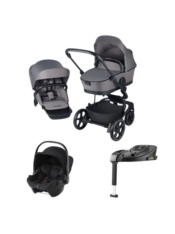 Easywalker Harvey 5 Kinderwagen 2-in-1 - Pebble Grey + Britax Römer Baby-Safe Core Autositz & Base