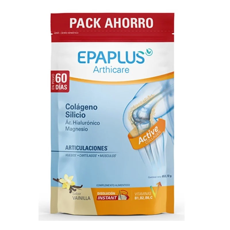EPAPLUS Arthicare Kollagen + Silizium + Hyaluron + Magnesiumpulver Vanille 668gr (60 Tage)