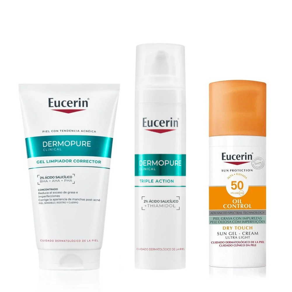 Eucerin DermoPure Oil Control Pack Gel Reiniger 150ml + Serum 40ml + Sonnenschutz Gel-Creme 50ml