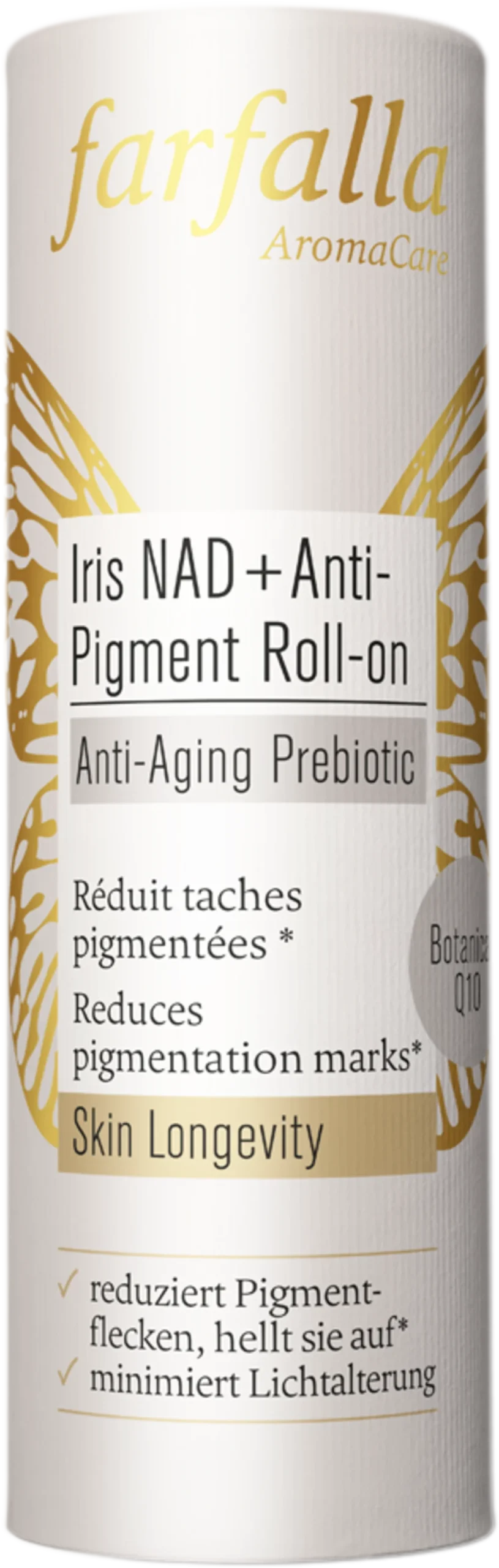 farfalla Anti-Aging Prebiotic Iris NAD+ Anti-Pigment Roll-On, 10 ml
