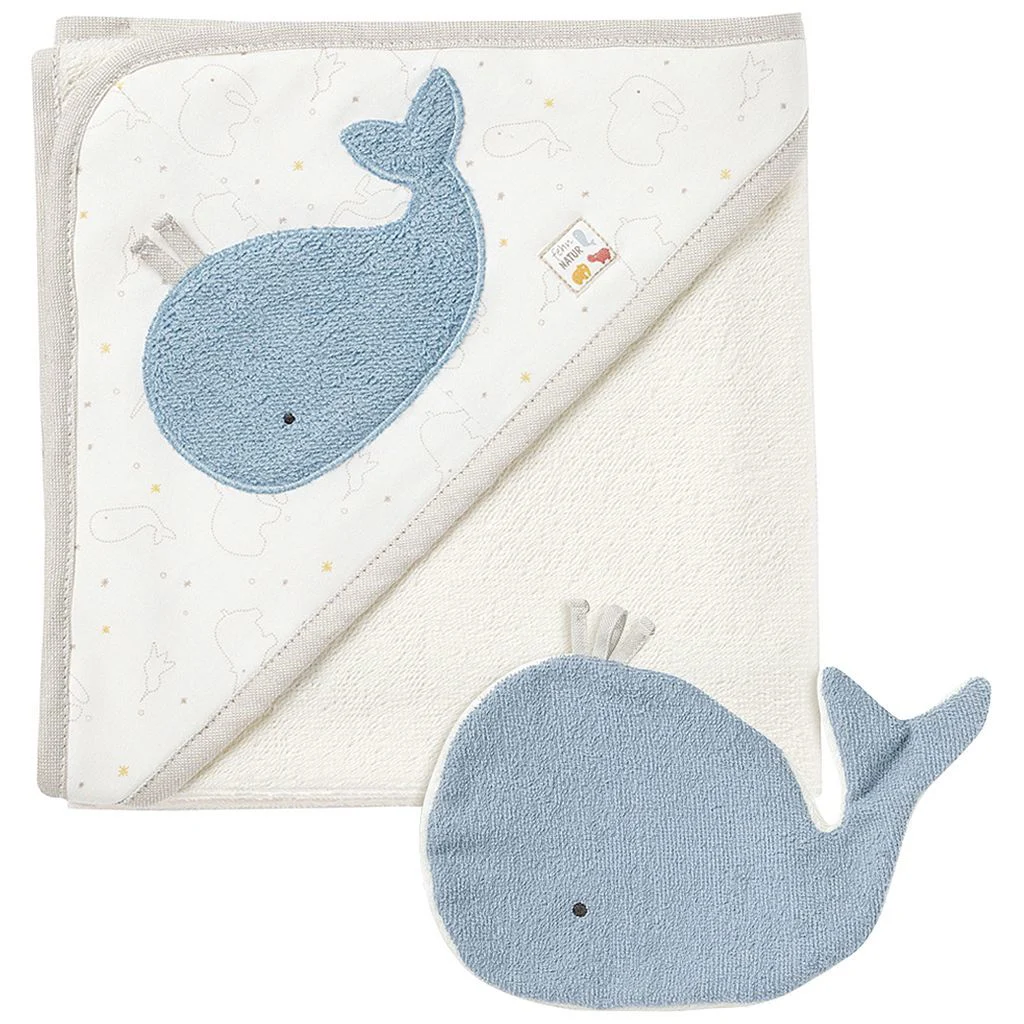 FehnBadeset Kapuzentuch und Waschlappen fehnNATUR