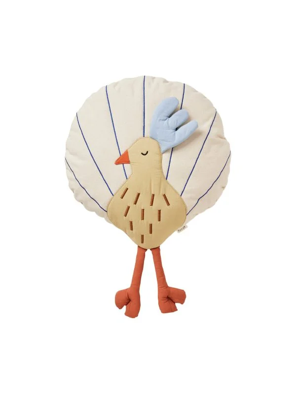 Ferm Living Kissen Pfau - Silver Fern/Undyed