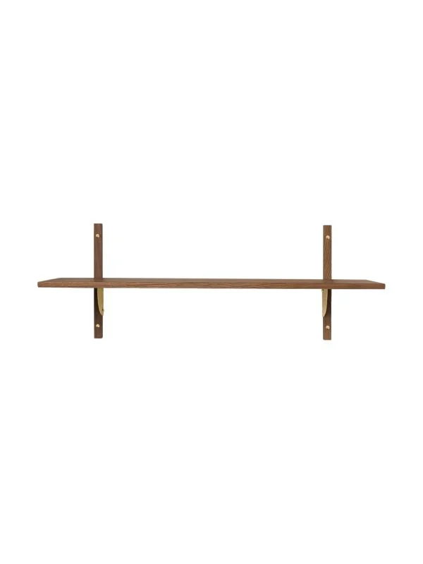 Ferm Living Sector Wandregal- Single - Wide Smoked Oak / Brass