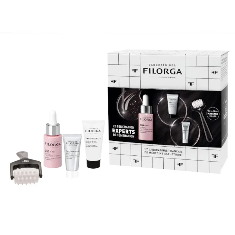 FILORGA Chest NCEF-Shot Serum 15 ml + Time Filler 5XP Creme 15 ml + NCEF-Nachtmaske 7 ml + Massageroller als Geschenk