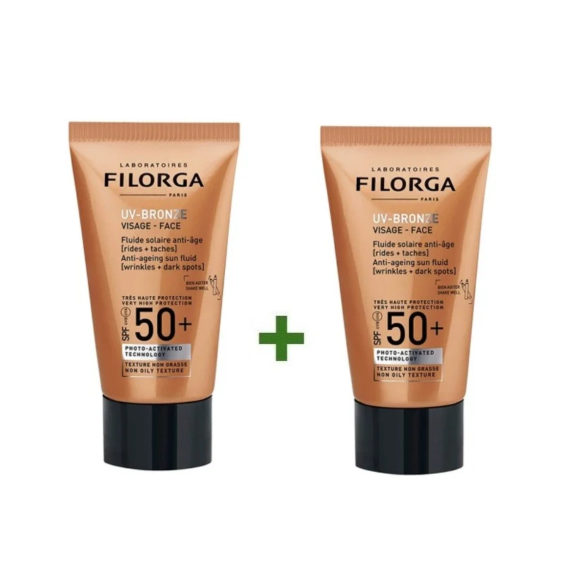 FILORGA UV-Bronze Gesichtssolarfluid Anti-Aging + Flecken SPF50+ DUPLO 2x40ml