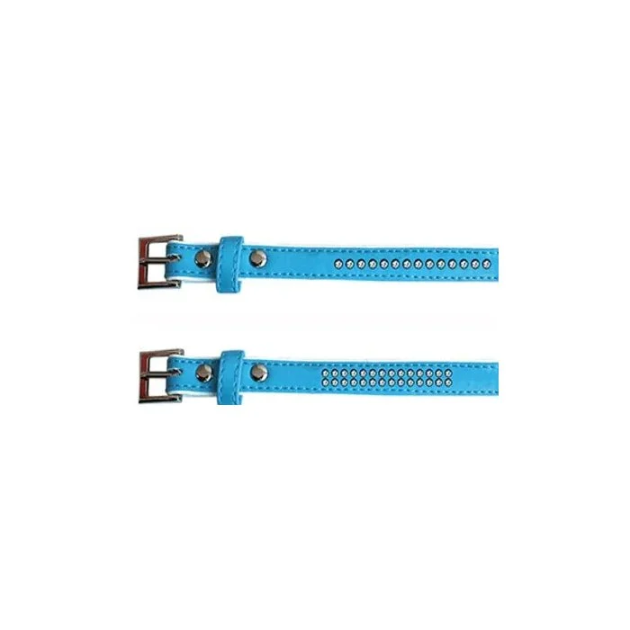 Freedog Polsterhalsband aus brillanter Kunstlederfarbe Blau 25cm