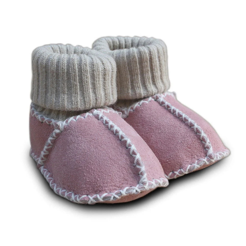 Heitmann FelleBaby Lammfellschuhe mit Strickbündchen rose 20/21