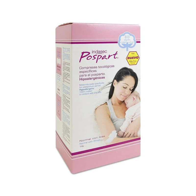 INDASEC POSPART Normale Wattepads mit Flügeln 14 Einheiten