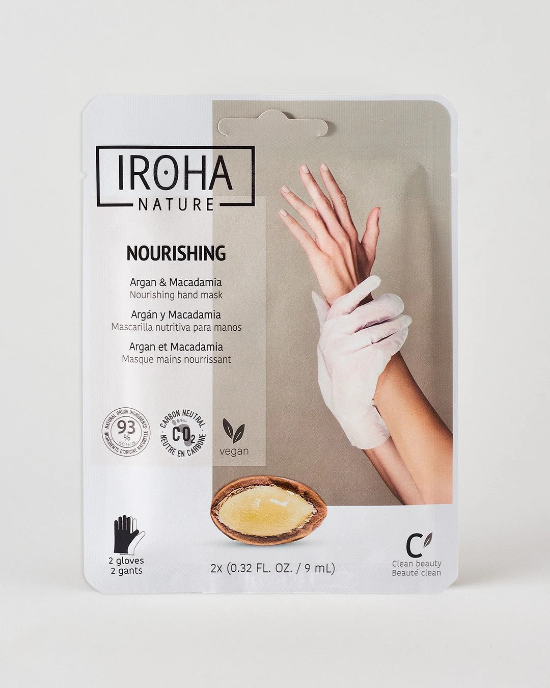 IROHA NATURE Pflegende Maskenhandschuhe mit Argan- und Macadamiaöl 2 Einheiten