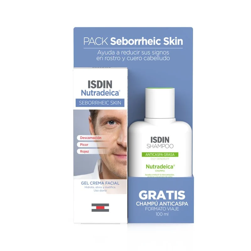 ISDIN Pack Nutradeica Seborreica Skin Gel Crema Facial 50ml + Champú Mini Talla Regalo