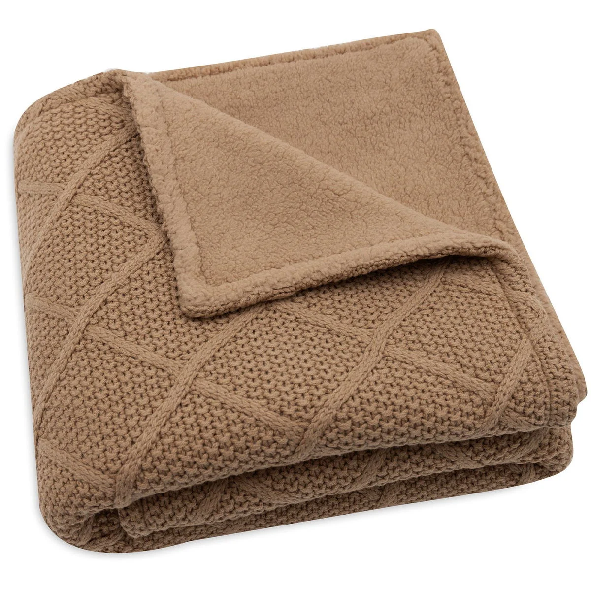 JolleinDecke Teddyfleece check knit biscuit 75x100cm