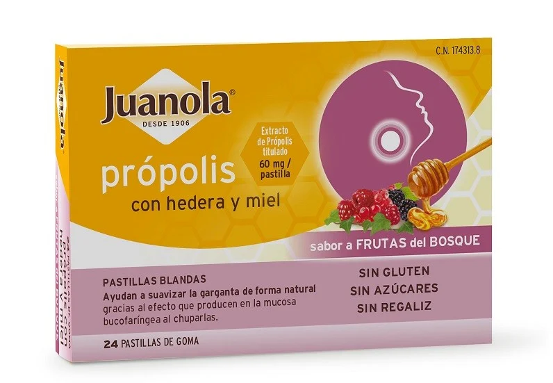 JUANOLA Propolis mit Hedera und Honig Waldfruchtgeschmack 24 Weichtabletten
