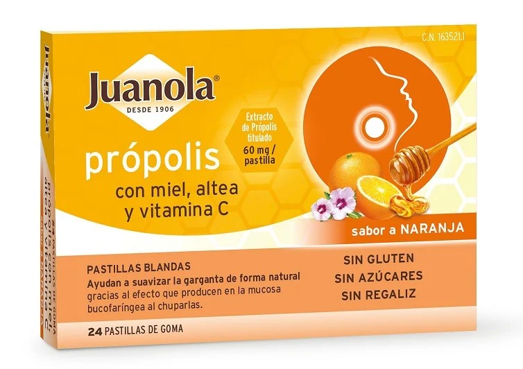 JUANOLA Propolis mit Honig, Altea und Vit C Orangengeschmack 24 Weichtabletten