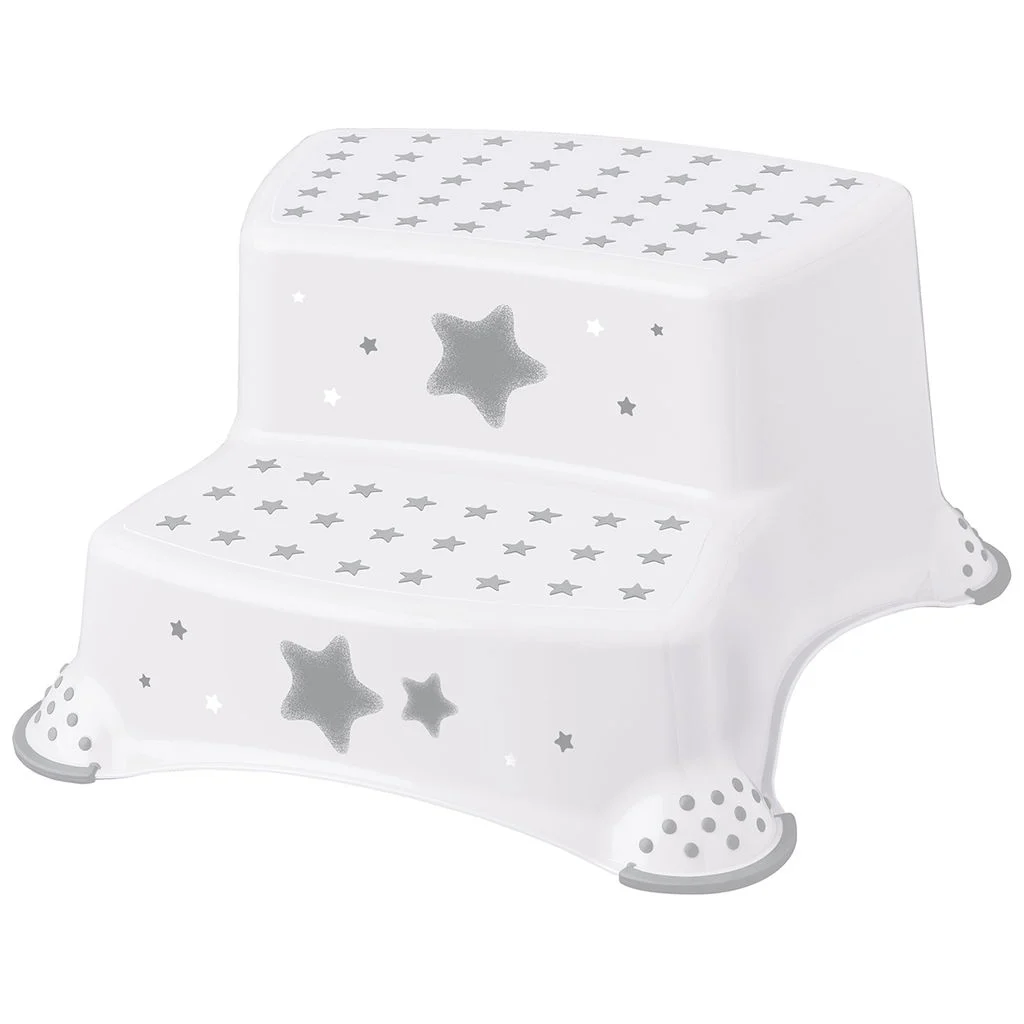 KeeeperTritthocker 2-stufig weiss grau