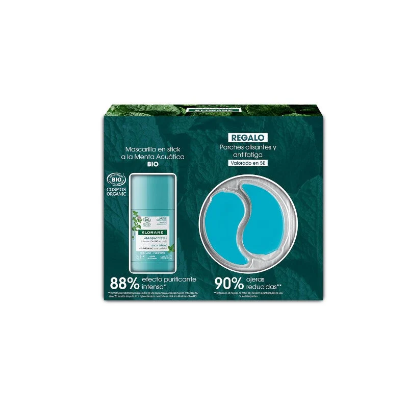 Klorane BIO Aquatic Mint Purifying Stick Mask 50 ml + Klorane Smoothing and Anti-Fatigue Patches als GESCHENK