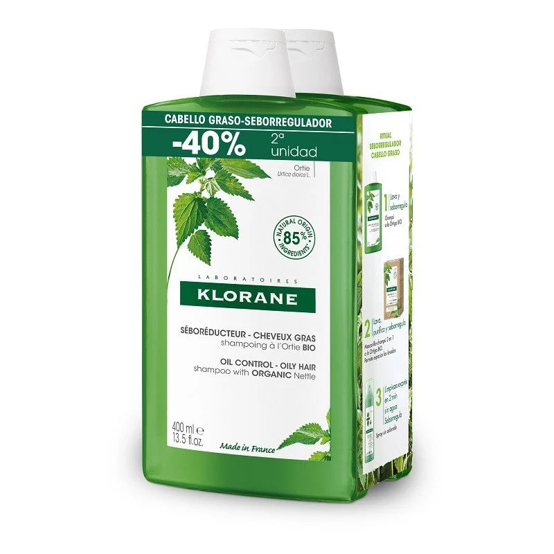 KLORANE Brennnessel-Shampoo für fettiges Haar DUPLO 2x400ml